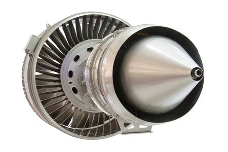 Turbine jet engine, isolated on white background