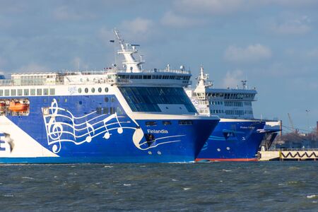Cruiseferry Finlandia of Eckero Line departs to Tallinn. Russia, Estonia, November 30, 2011のeditorial素材