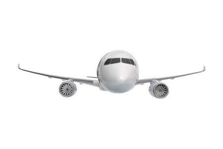Passenger airplane liner jet front view isolated on a white background