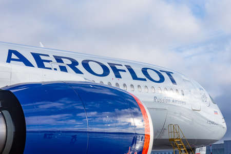 Airbus A350-900 Aeroflot airlines, airportPulkovo International Airport, Russia Saint-Petersburg, 06 march 2020のeditorial素材