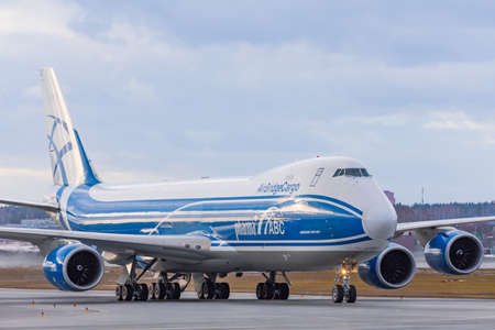 Boeing 747-8F Air Bridge Cargo Pharma landing at the Russia Moscow Sheremetyevo International. 24...