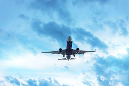 Heavy storm is approaching the airport in cloudy weather