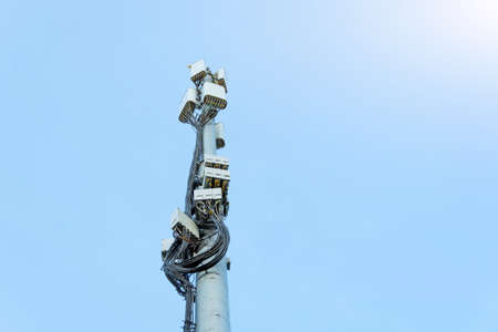 Cellular macro Base Transceiver Station. Telecommunication tower. Wireless Communication Antenna...