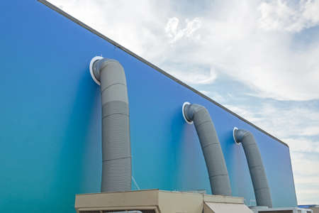 Air ducts pipes connected to the split system outside the temporary pavilions