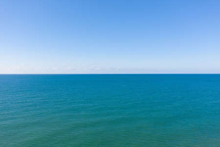 Sea horizon, aerial view. Influence of sky and sea in line