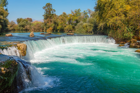 Manavgat Waterfall in Turkey. It is very popular tourist attractionの写真素材
