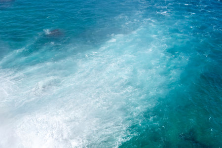 Mouth of the river and a powerful waterfall in the mediterranean seaの写真素材
