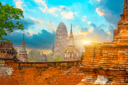 Chaiwatthanaram temple historical park beautiful historical place to visit travel in thailand.の写真素材