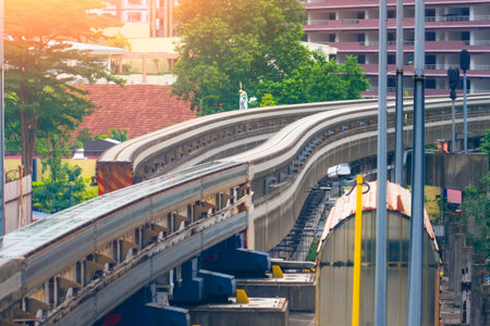 Switching change transition move direction track Inscription. Modern mass transit. Rail...