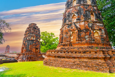 Chaiwatthanaram temple historical park beautiful historical place to visit travel in thailand.の写真素材
