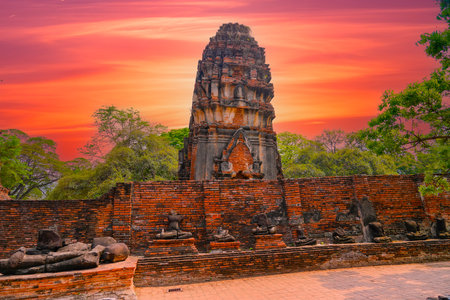 Chaiwatthanaram temple historical park beautiful historical place to visit travel in thailand.の写真素材
