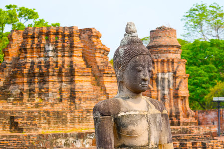 Buddha statue in Wat Mahathat temple.の写真素材