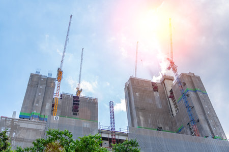 Construction of residential houses in the micro districtsの写真素材