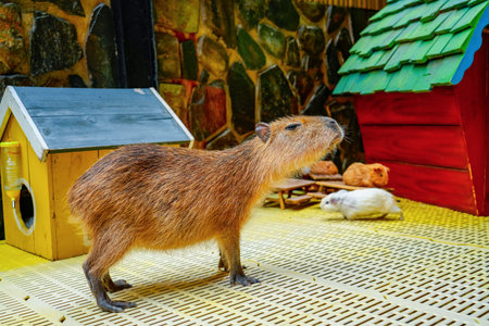 Capybara walks in the sun.の写真素材