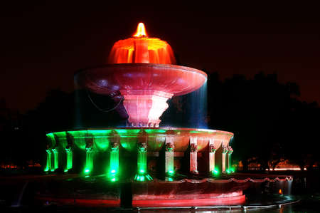 Musical water fountain displaying Indian Tricolorの写真素材