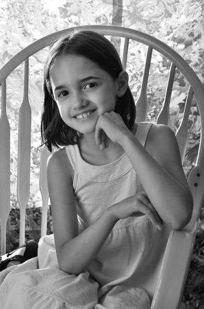 monochrome Portrait of Latin Girlの写真素材