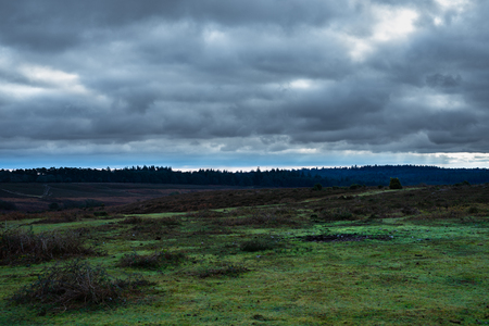 Stormy clouds over New Forest countrysideの写真素材