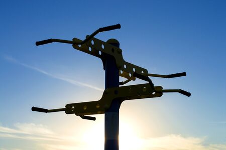 horizontal bar against the skyの写真素材