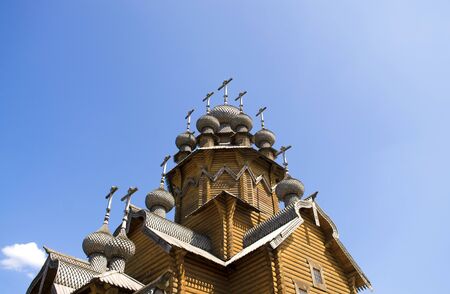 wooden church from a log houseの写真素材