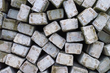 old concrete sleepers in a heapの写真素材