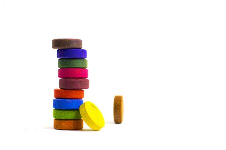 a column of dry multi-colored paintの写真素材