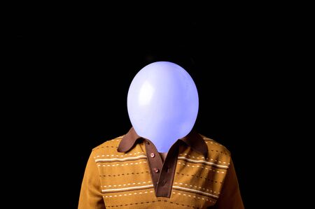 man on a black background instead of a head balloon