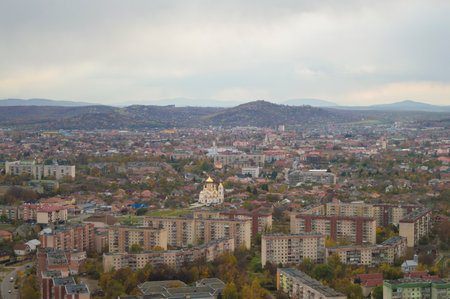 top view of a small townの写真素材