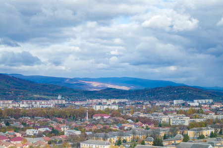 top view of a small townの写真素材