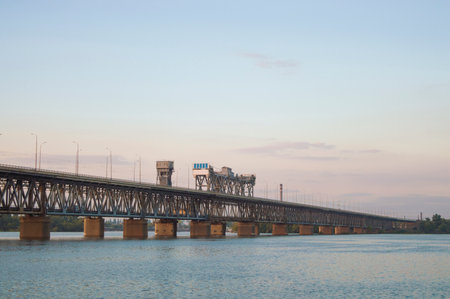 river on the background of the bridgeの写真素材