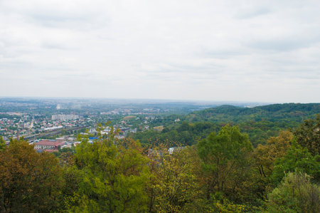 top view of the city against the skyの写真素材