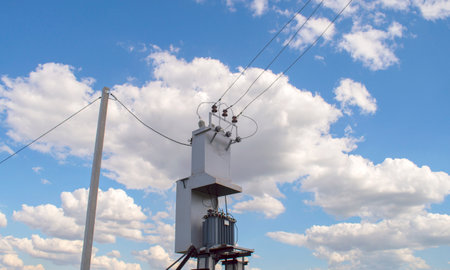 new transformer on blue sky background