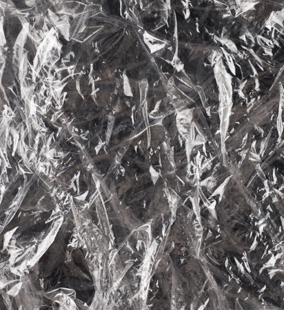 texture of light crumpled polyethylene backgroundの写真素材