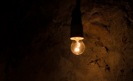 light on in a dark roomの写真素材