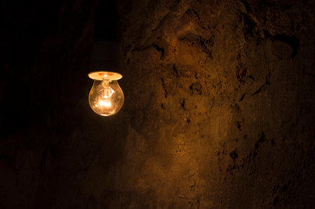 light on in a dark room