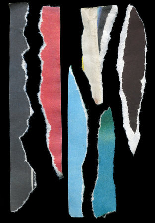 pieces of old colored torn paper backgroundの写真素材