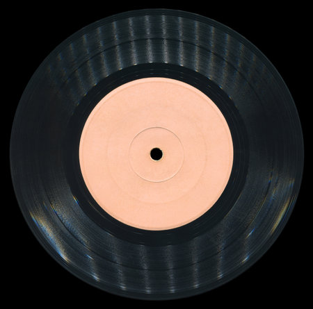 vinyl record on black backgroundの写真素材