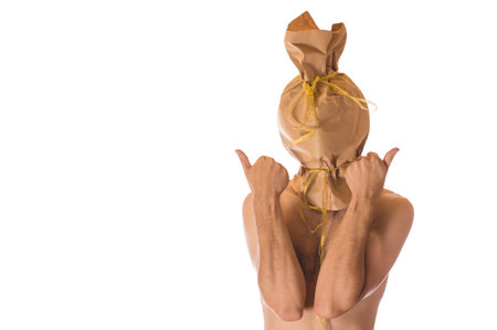instead of a gift head, head wrapped wrapping paperの写真素材
