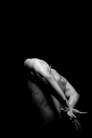 dramatic portrait of a guy in a distorted pose