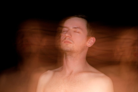 portrait of a guy in motionの写真素材