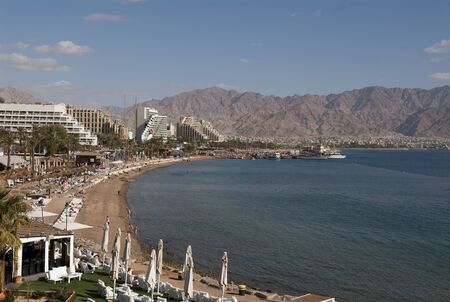 Central beach of Eilat on the Red Sea,Israel, during the winter
