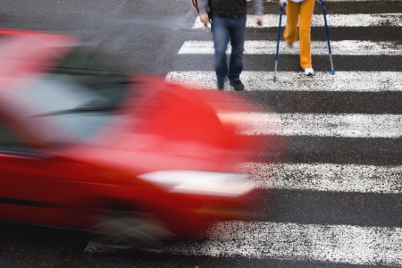 car withh pedestrianの写真素材