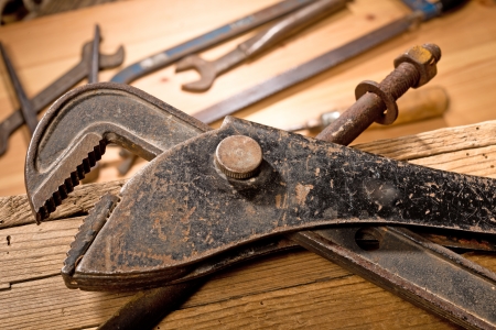  old tools in the workroomの写真素材