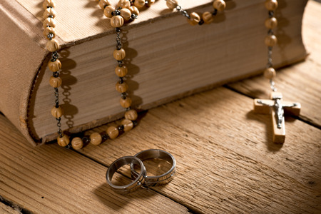  bible and prayer beadsの写真素材