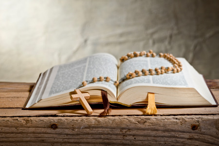 still life with bible on the desk