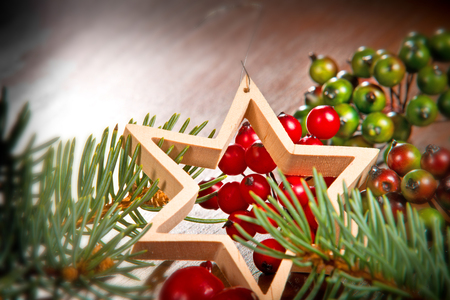  Christmas star and decorationの写真素材