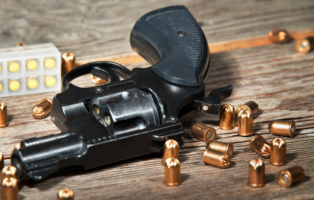 revolver with blank cartridgeの写真素材