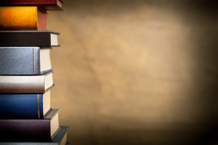 a detail of books in the bookshelfの写真素材