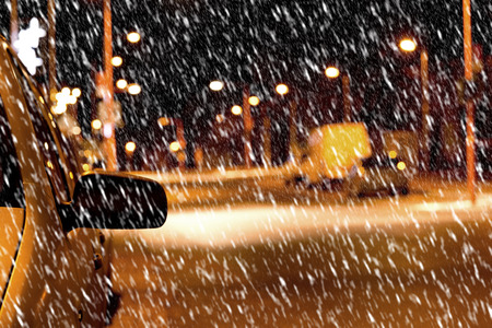 detail of a car in the snowstormの写真素材