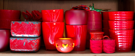 red clay pots in the florist storeの写真素材