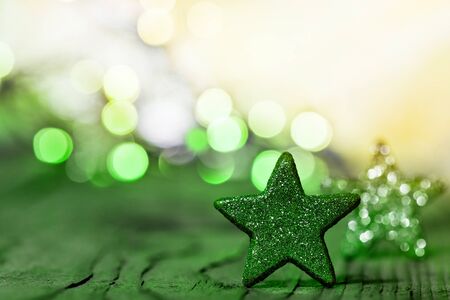 Christmas background with  two stars and  glitter